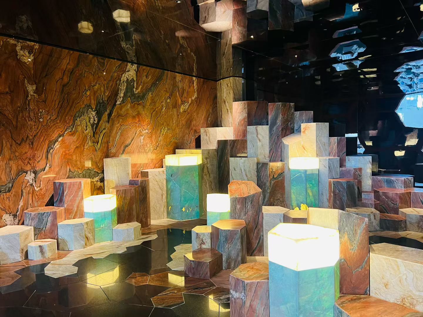 Colorful natural stone display